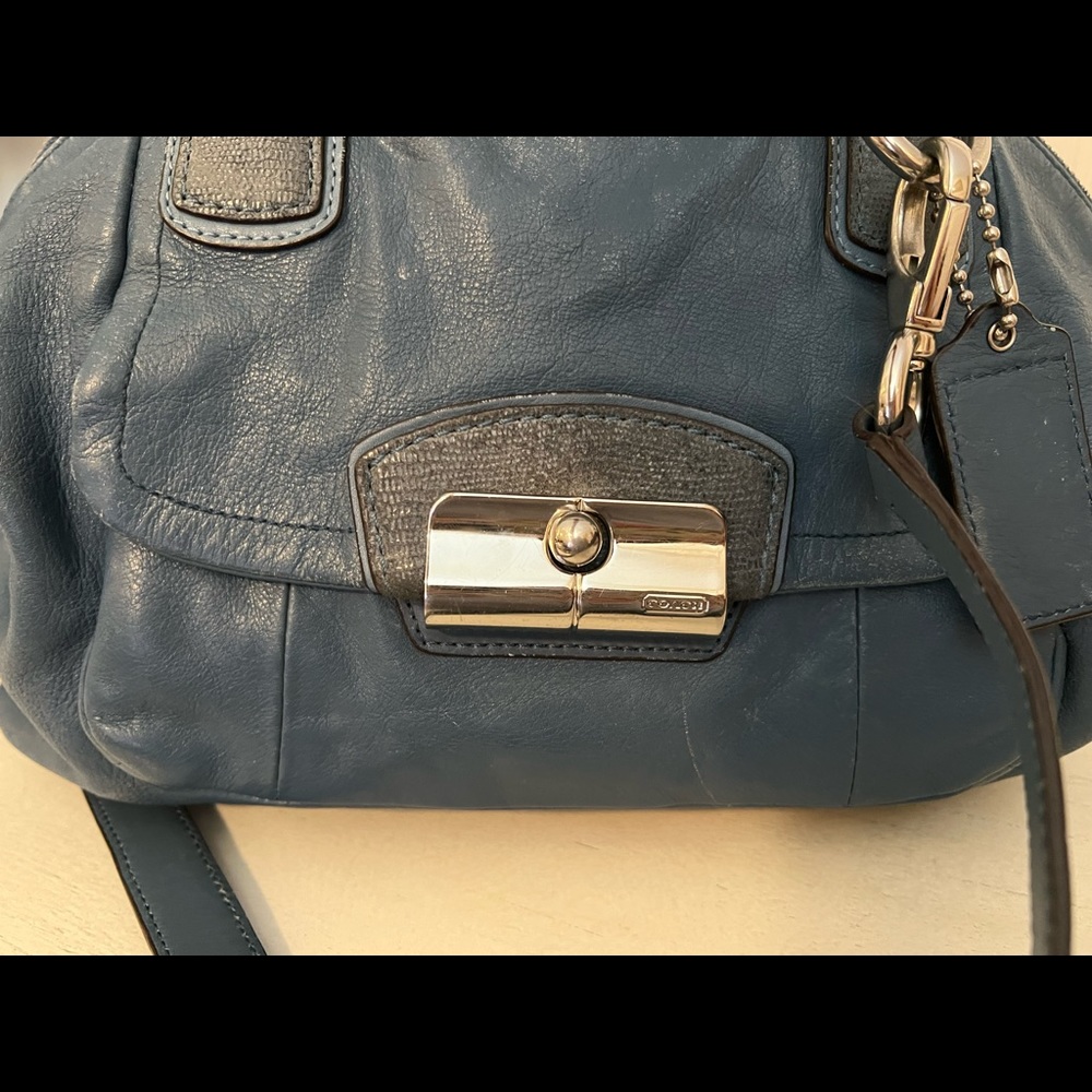 Coach Kristin domed blue leather satchel - Picture 2 of 8